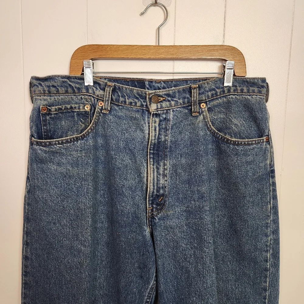 Vintage 90s Levis 550 Light Wash Relaxed Fit Tapered Leg Jeans Plus Size 38 16 - Picture 3 of 12